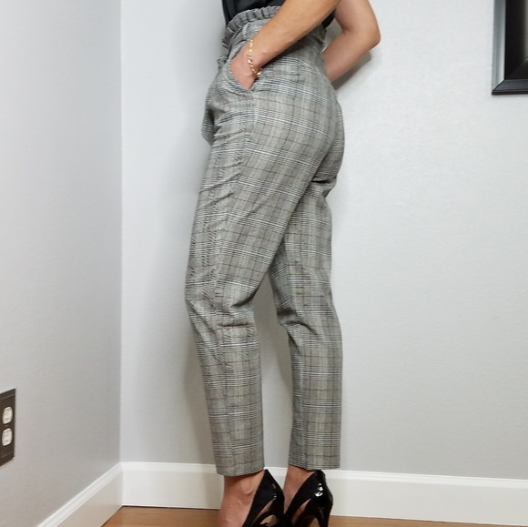 Paperbag high waist plaid pants - Picture 4 of 5